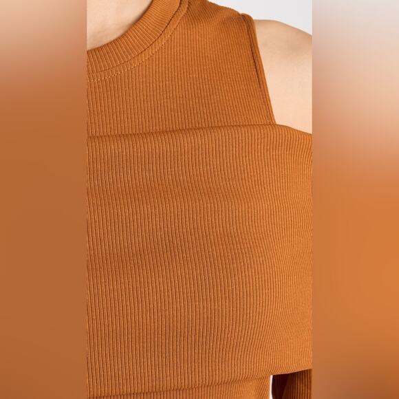 TANYA TAYLOR Sanna Top Caramel Orange Tan Shoulder Cutouts Wraparound Band NEW - Picture 10 of 16